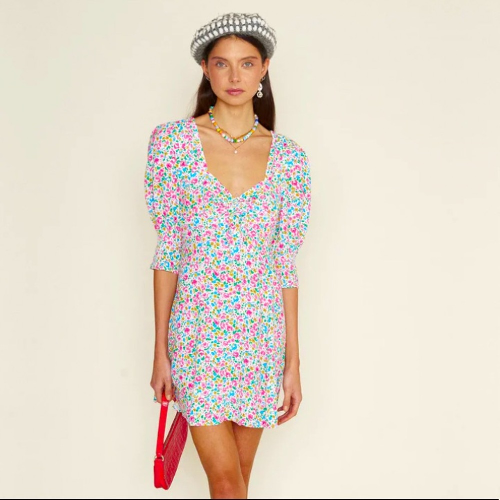 Rixo Larissa Floral mini dress, NEW